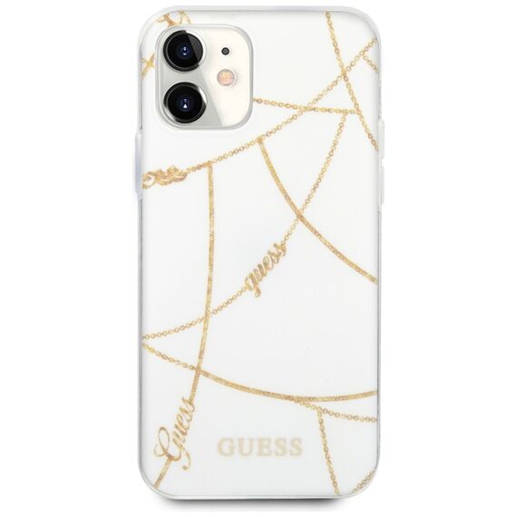Guess GUHCP12SPCUCHWH iPhone 12 5,4" biaÅ‚y/white hardcase Gold Chain CollectionGuess / GUE000874 - Apple Cases - Cases - Techbox
