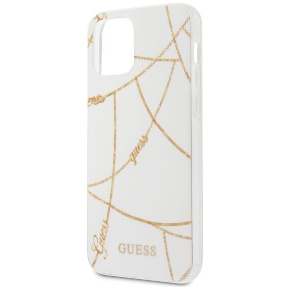 Guess GUHCP12SPCUCHWH iPhone 12 5,4" biaÅ‚y/white hardcase Gold Chain CollectionGuess / GUE000874 - Apple Cases - Cases - Techbox