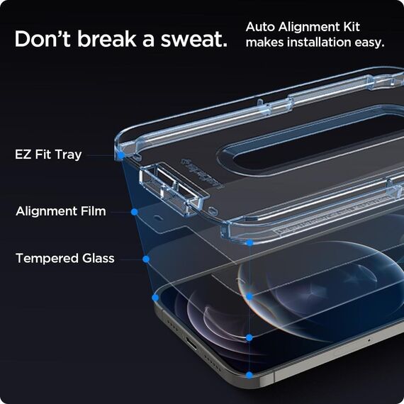 SzkÅ‚o Hartowane Spigen Glass.Tr â€Ez Fitâ€ 2-Pack iPhone 12 Pro / iPhone 12 - Apple iPhone - Screen & Camera Protection - Techbox