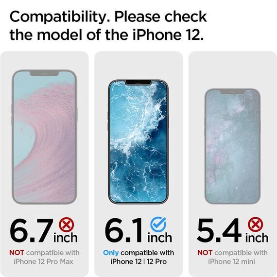 SzkÅ‚o Hartowane Spigen Glass.Tr â€Ez Fitâ€ 2-Pack iPhone 12 Pro / iPhone 12 - Apple iPhone - Screen & Camera Protection - Techbox