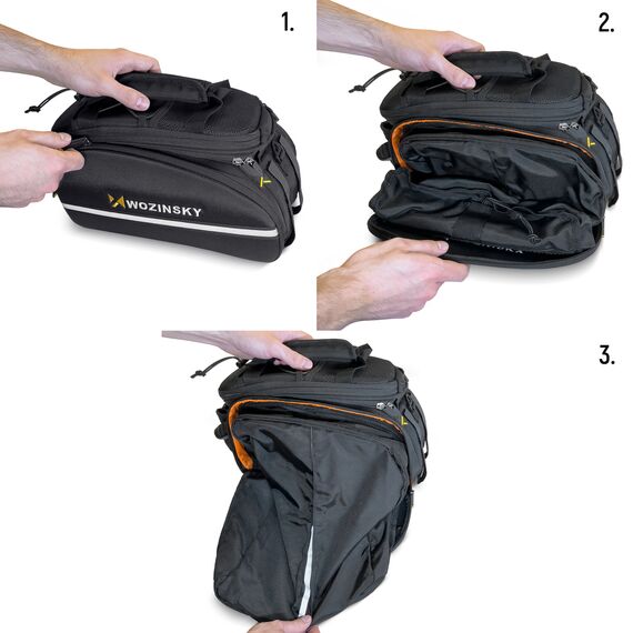 Wozinsky roomy bike carrier bag 35L (rain cover included) black (WBB19BK) - Smartphone Holders - Smartphones - Techbox