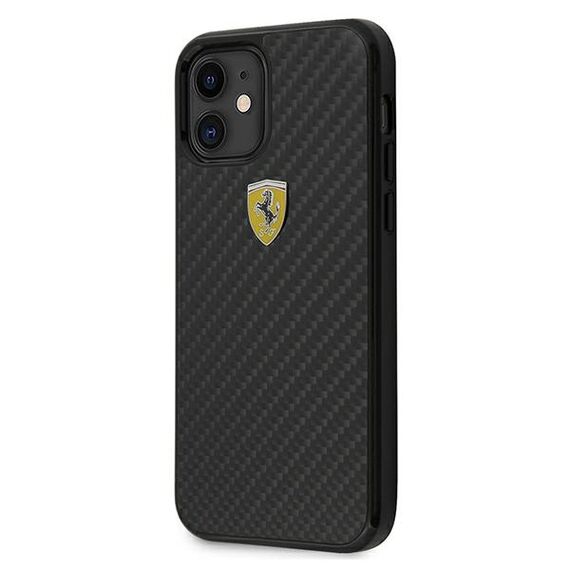 Ferrari FERCAHCP12SBK iPhone 12 mini 5.4" black/black hardcase On Track Real Carbon | Techbox