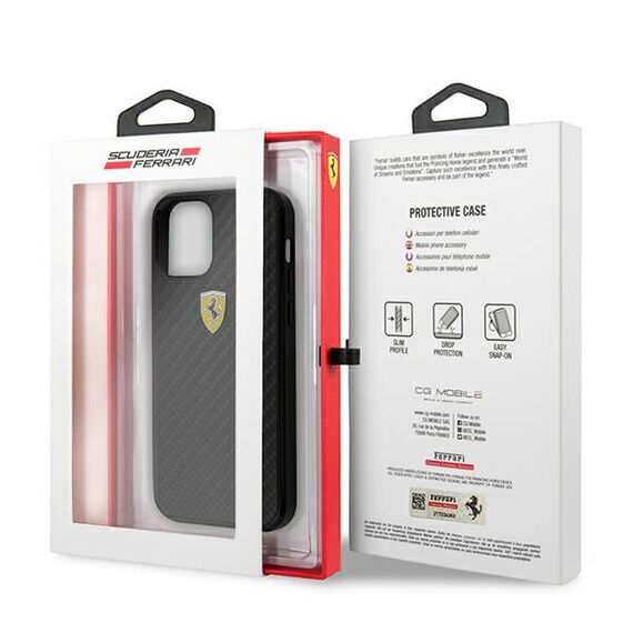 Ferrari FERCAHCP12SBK iPhone 12 mini 5.4" black/black hardcase On Track Real Carbon | Techbox