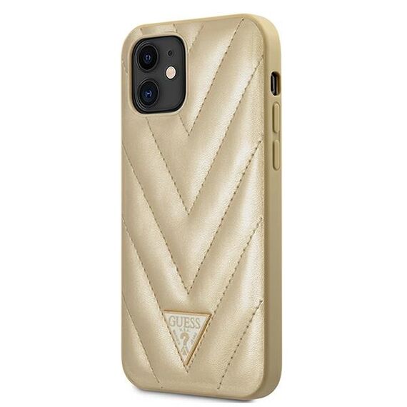 Guess GUHCP12SPUVQTMLBE iPhone 12 mini 5,4" zÅ‚oty/gold hardcase V-Quilted Collection - Apple Cases - Cases - Techbox