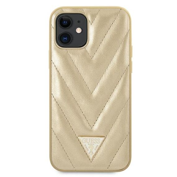 Guess GUHCP12SPUVQTMLBE iPhone 12 mini 5,4" zÅ‚oty/gold hardcase V-Quilted Collection - Apple Cases - Cases - Techbox