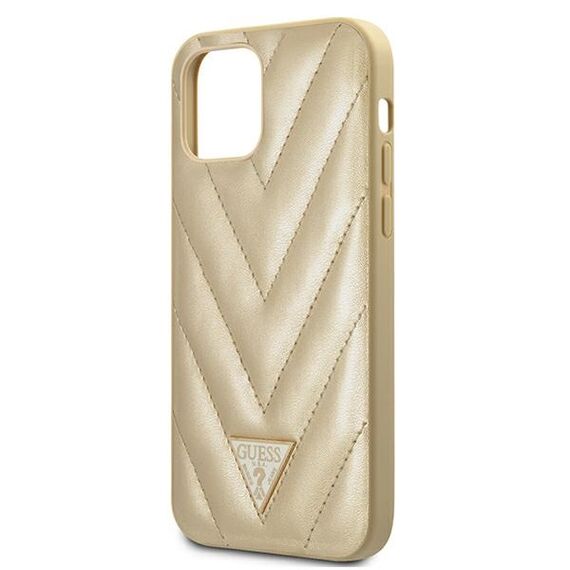 Guess GUHCP12SPUVQTMLBE iPhone 12 mini 5,4" zÅ‚oty/gold hardcase V-Quilted Collection - Apple Cases - Cases - Techbox