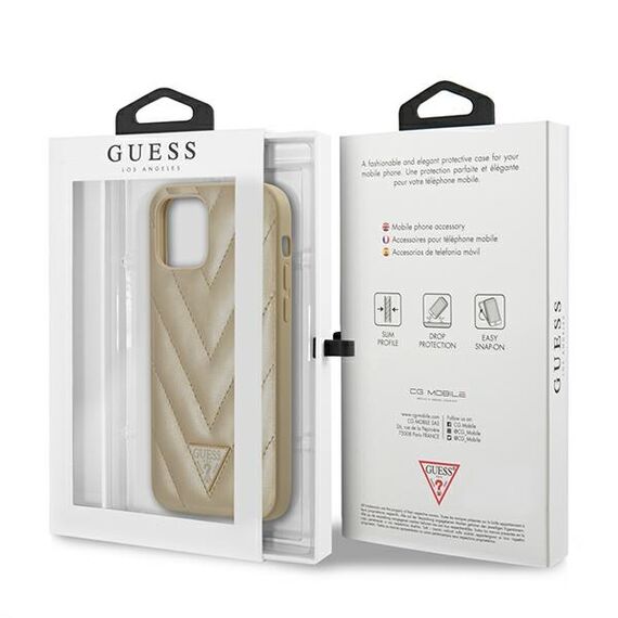 Guess GUHCP12SPUVQTMLBE iPhone 12 mini 5,4" zÅ‚oty/gold hardcase V-Quilted Collection - Apple Cases - Cases - Techbox