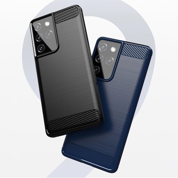 Carbon Case Flexible Cover TPU Case for Samsung Galaxy S21 Ultra 5G blue | Techbox