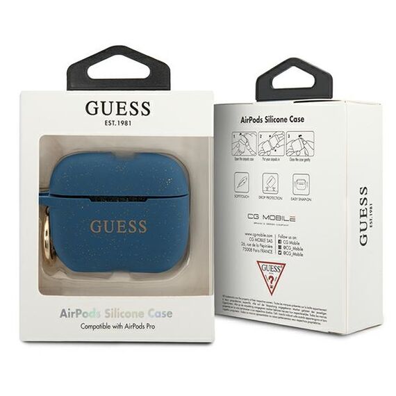 Guess GUACAPSILGLBL AirPods Pro cover niebieski/blue Silicone Glitter - Smartphone Accessories - Cables & Accessories - Techbox