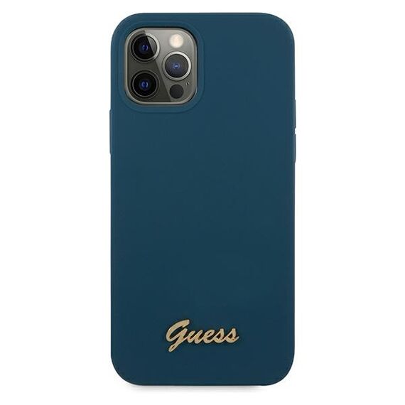 Guess GUHCP12LLSLMGBL iPhone 12 Pro Max 6,7" niebieski/blue hardcase Metal Logo Script - Apple Cases - Cases - Techbox