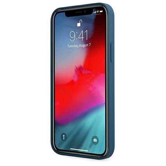 Guess GUHCP12LLSLMGBL iPhone 12 Pro Max 6,7" niebieski/blue hardcase Metal Logo Script - Apple Cases - Cases - Techbox