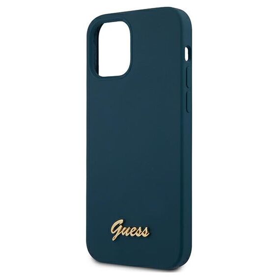 Guess GUHCP12LLSLMGBL iPhone 12 Pro Max 6,7" niebieski/blue hardcase Metal Logo Script - Apple Cases - Cases - Techbox