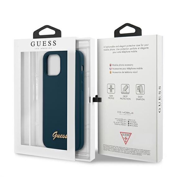 Guess GUHCP12LLSLMGBL iPhone 12 Pro Max 6,7" niebieski/blue hardcase Metal Logo Script - Apple Cases - Cases - Techbox