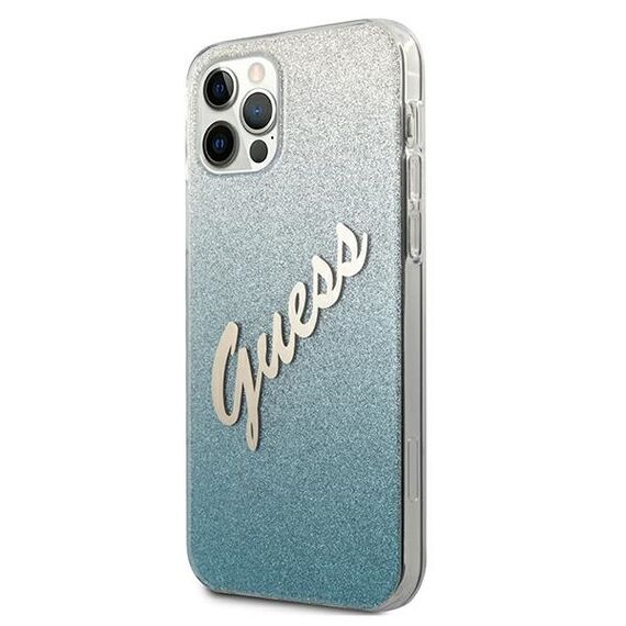 Guess GUHCP12LPCUGLSBL iPhone 12 Pro Max 6,7" niebieski/blue hardcase Glitter Gradient Script - Apple Cases - Cases - Techbox