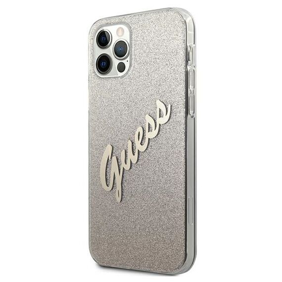 Guess GUHCP12LPCUGLSGO iPhone 12 Pro Max 6.7" gold/gold hardcase Glitter Gradient Script | Techbox
