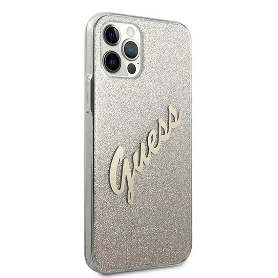 Guess GUHCP12LPCUGLSGO iPhone 12 Pro Max 6.7" gold/gold hardcase Glitter Gradient Script | Techbox