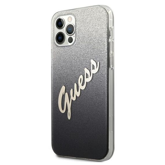 Guess GUHCP12MPCUGLSBK iPhone 12/12 Pro 6,1" czarny/black hardcase Glitter Gradient Script - Apple Cases - Cases - Techbox