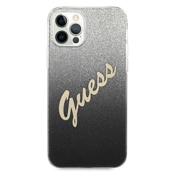 Guess GUHCP12MPCUGLSBK iPhone 12/12 Pro 6,1" czarny/black hardcase Glitter Gradient Script - Apple Cases - Cases - Techbox