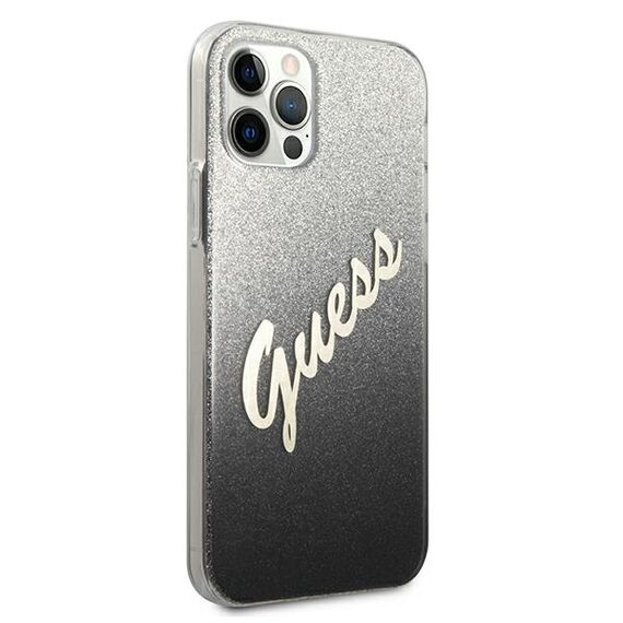 Guess GUHCP12MPCUGLSBK iPhone 12/12 Pro 6,1" czarny/black hardcase Glitter Gradient Script - Apple Cases - Cases - Techbox