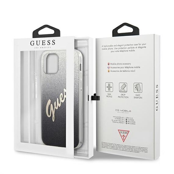 Guess GUHCP12MPCUGLSBK iPhone 12/12 Pro 6,1" czarny/black hardcase Glitter Gradient Script - Apple Cases - Cases - Techbox