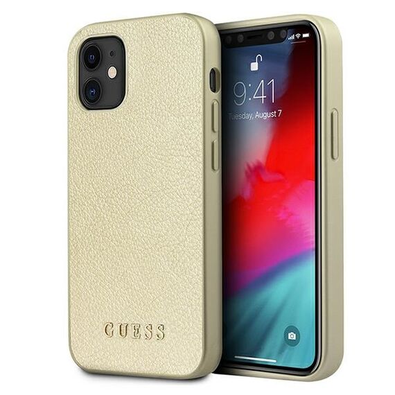 Guess GUHCP12SIGLGO iPhone 12 mini 5,4" zÅ‚oty/gold hardcase Iridescent - Apple Cases - Cases - Techbox