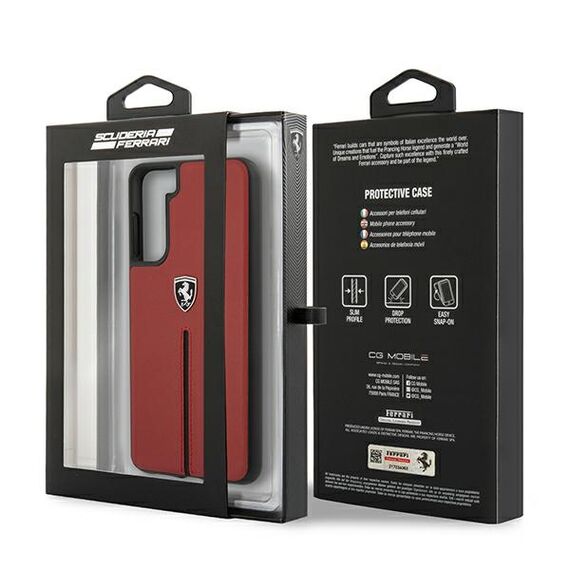 Ferrari FEOSIHCS21MRE S21+ G996 czerwony/red hardcase Off Track Leather Nylon Stripe - Samsung Cases - Cases - Techbox
