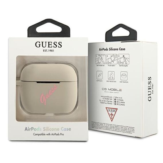 Guess GUACAPLSVSGP AirPods Pro cover szaro rÃ³Å¼owy/grey pink Silicone Vintage - Smartphone Accessories - Cables & Accessories - Techbox