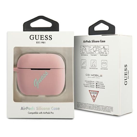 Guess GUACAPLSVSPG AirPods Pro cover rose green/pink green Silicone Vintage | Techbox