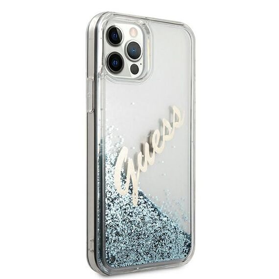 Guess GUHCP12LGLVSBL iPhone 12 Pro Max 6.7" blue/blue hardcase Glitter Vintage Script | Techbox