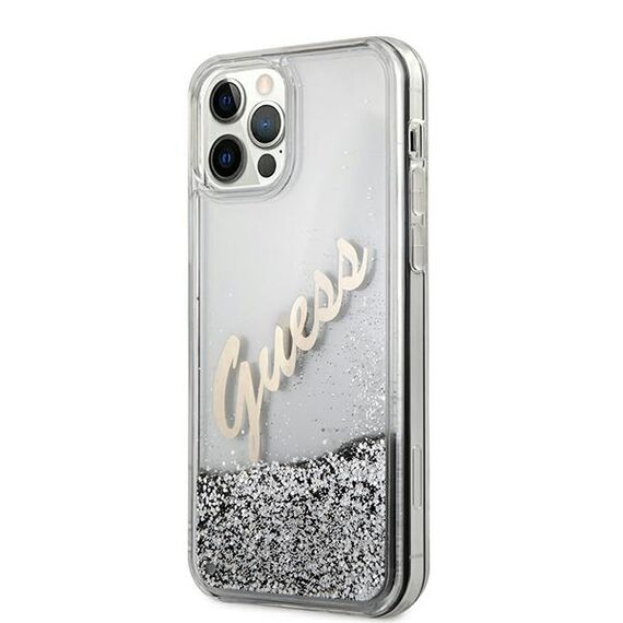 Guess GUHCP12LGLVSSI iPhone 12 Pro Max 6.7" silver/silver hardcase Glitter Vintage Script | Techbox