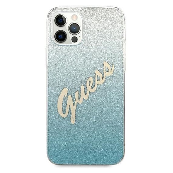 Guess GUHCP12MPCUGLSBL iPhone 12/12 Pro 6,1" niebieski/blue hardcase Glitter Gradient Script - Apple Cases - Cases - Techbox