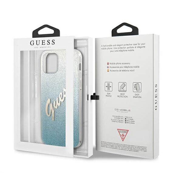 Guess GUHCP12MPCUGLSBL iPhone 12/12 Pro 6,1" niebieski/blue hardcase Glitter Gradient Script - Apple Cases - Cases - Techbox