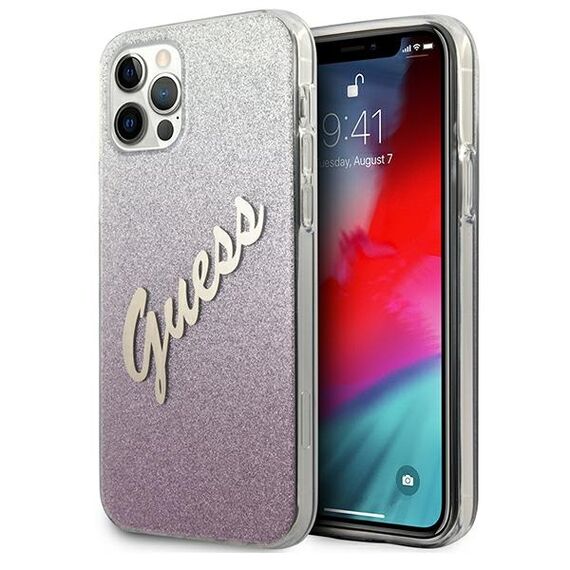 Guess GUHCP12MPCUGLSPI iPhone 12/12 Pro 6.1" pink/pink hardcase Glitter Gradient Script | Techbox