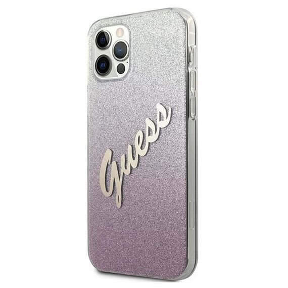 Guess GUHCP12MPCUGLSPI iPhone 12/12 Pro 6.1" pink/pink hardcase Glitter Gradient Script | Techbox