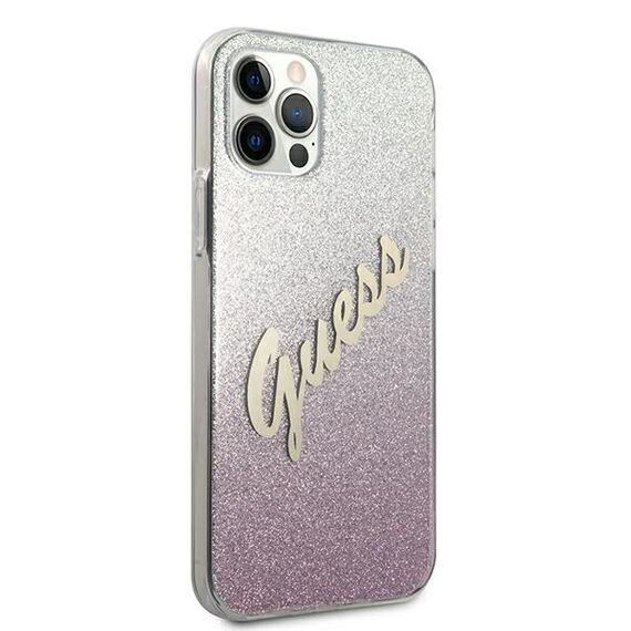 Guess GUHCP12MPCUGLSPI iPhone 12/12 Pro 6.1" pink/pink hardcase Glitter Gradient Script | Techbox