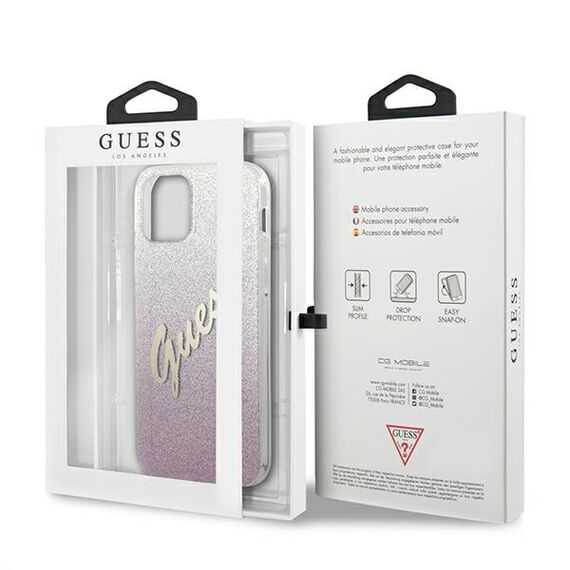 Guess GUHCP12MPCUGLSPI iPhone 12/12 Pro 6.1" pink/pink hardcase Glitter Gradient Script | Techbox