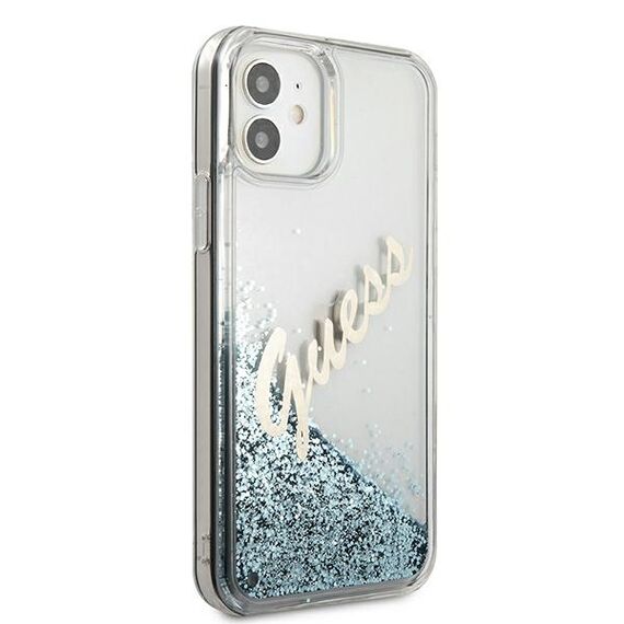 Guess GUHCP12SGLVSBL iPhone 12 mini 5,4" niebieski/blue hardcase Glitter Vintage Script - Apple Cases - Cases - Techbox