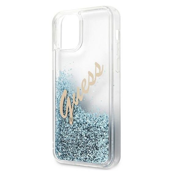 Guess GUHCP12SGLVSBL iPhone 12 mini 5,4" niebieski/blue hardcase Glitter Vintage Script - Apple Cases - Cases - Techbox