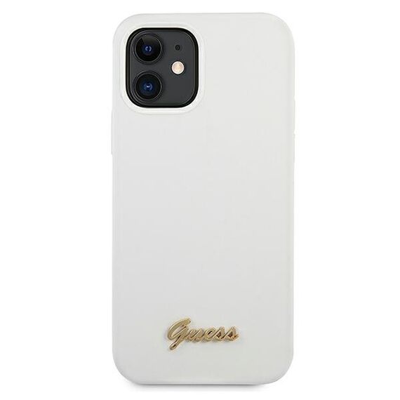 Guess GUHCP12SLSLMGWH iPhone 12 mini 5,4" biaÅ‚y/white hardcase Metal Logo Script - Apple Cases - Cases - Techbox