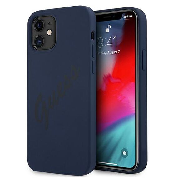 Guess GUHCP12SLSVSBL iPhone 12 mini 5,4" niebieski/blue hardcase Script Vintage - Apple Cases - Cases - Techbox