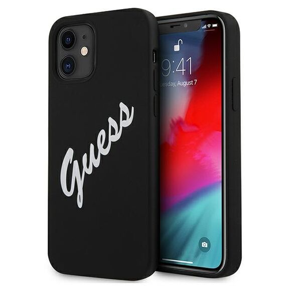 Guess GUHCP12SLSVSBW iPhone 12 mini 5,4" czarno biaÅ‚y/black white hardcase Silicone Vintage - Apple Cases - Cases - Techbox