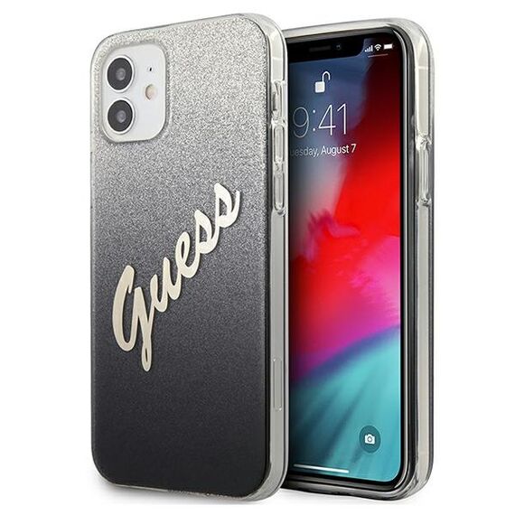 Guess GUHCP12SPCUGLSBK iPhone 12 mini 5.4" black/black hardcase Glitter Gradient Script | Techbox