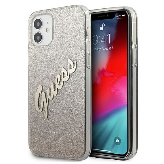 Guess GUHCP12SPCUGLSGO iPhone 12 mini 5,4" zÅ‚oty/gold hardcase Glitter Gradient Script - Apple Cases - Cases - Techbox