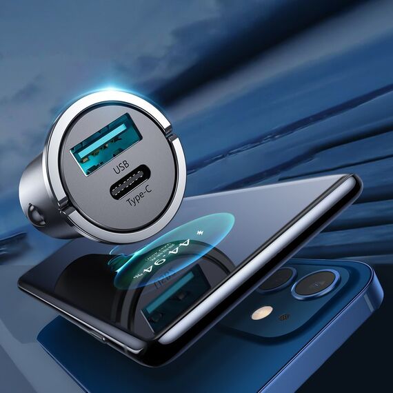 Joyroom fast car charger USB Type C / USB 45 W 5 A Power Delivery Quick Charge 3.0 AFC SCP gray (C-A35) | Techbox