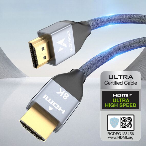 Wozinsky HDMI 2.1 Cable 8K 60 Hz 48 Gbps / 4K 120 Hz / 2K 144 Hz 1 m Silver (WHDMI-10) | Techbox