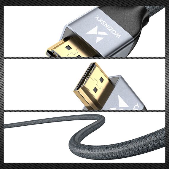 Wozinsky HDMI 2.1 Cable 8K 60 Hz 48 Gbps / 4K 120 Hz / 2K 144 Hz 1 m Silver (WHDMI-10) | Techbox