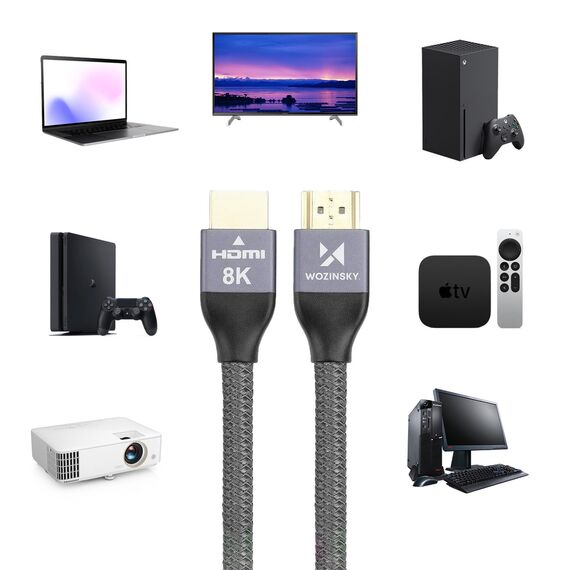 Wozinsky cable HDMI 2.1 8K 60 Hz 48 Gbps / 4K 120 Hz / 2K 144 Hz 3m silver (WHDMI-30) - Cables & Adapters - Cables & Accessories - Techbox