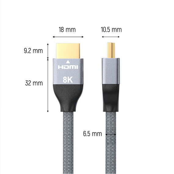 Wozinsky cable HDMI 2.1 8K 60 Hz 48 Gbps / 4K 120 Hz / 2K 144 Hz 5m silver (WHDMI-50) - Cables & Adapters - Cables & Accessories - Techbox