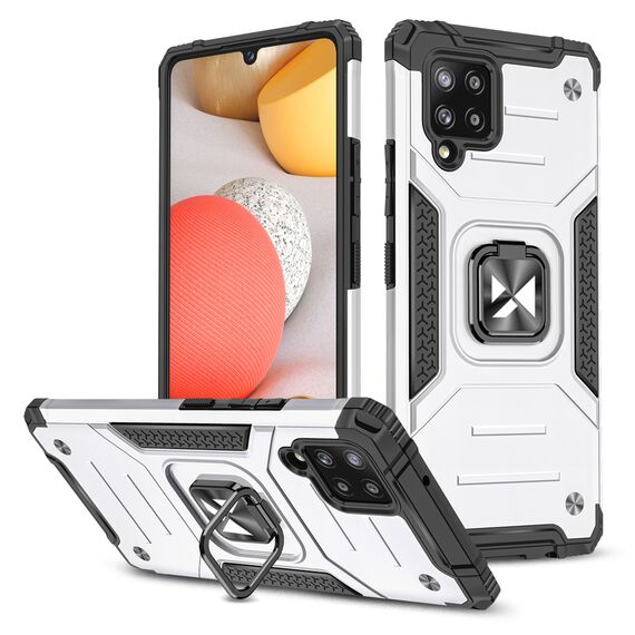 Wozinsky Ring Armor Case Kickstand Tough Rugged Cover for Samsung Galaxy A42 5G silver | Techbox