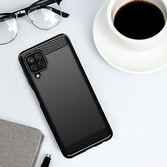 Carbon Case Flexible Cover TPU Case for Samsung Galaxy A22 4G black - Samsung Cases - Cases - Techbox